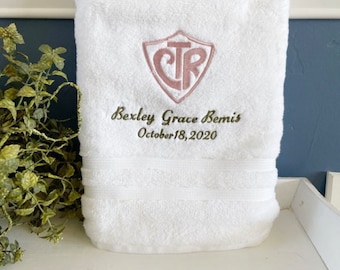 Baptism towel, ctr towel, embroidered bath towel, personalized bath towel, choose the right towel, lds baptism, unique gift for kid,