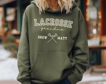 Custom Lacrosse Grandma Hoodie, Lacrosse Grandma Pullover, Personalized Lacrosse Sweater for Grandma, Mothers Day Gift for Lacrosse Grandma