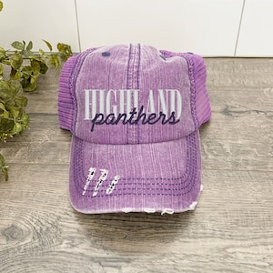 Custom Team Sports Hats, Distressed Hats for Moms, Snapback Hat for Women Trendy, University Trucker Hats, Sports Team Hats Embroidered image 9