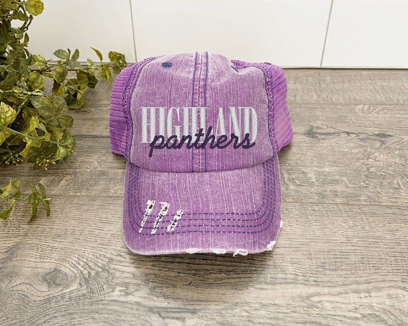 Custom Team Sports Hats, Distressed Hats for Moms, Snapback Hat for Women Trendy, University Trucker Hats, Sports Team Hats Embroidered image 9