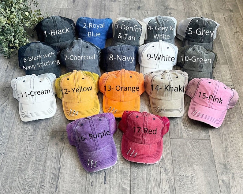 Custom Team Sports Hats, Distressed Hats for Moms, Snapback Hat for Women Trendy, University Trucker Hats, Sports Team Hats Embroidered image 3