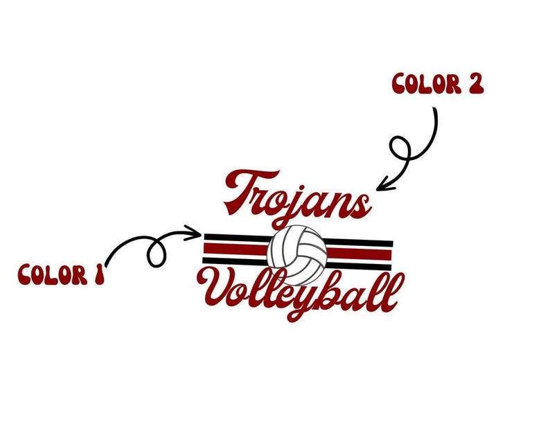 a volleyball logo with the colors of the volleyball team