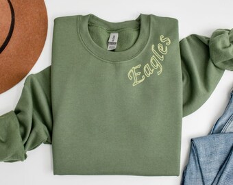 Custom Mascot Sweatshirt Embroidered Vintage, Sports Team Sweatshirt Embroidery,Sweatshirt Embroidered on Collar,Sports Sweatshirt Aesthetic