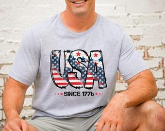 USA Flag Shirt, American Flag T-Shirt, Retro USA Tee, Vintage America Tshirt, USA Pride Apparel, 4th of July Shirt, Fourth of July T-shirt