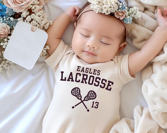 Custom Lacrosse Baby Bodysuit, Sports Team Baby Shower Gift, Team Name Lacrosse Babysuit, Lax Baby Gift, Lacrosse Themed Baby Clothing