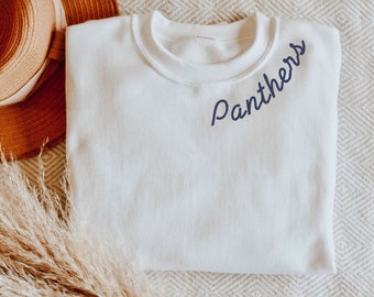 Embroidered Sweater, Panthers Sweatshirt, Personalized Sweatshirt, Embroidered Crewneck, Embroidered Collar Sweatshirt, Embroidery Design,