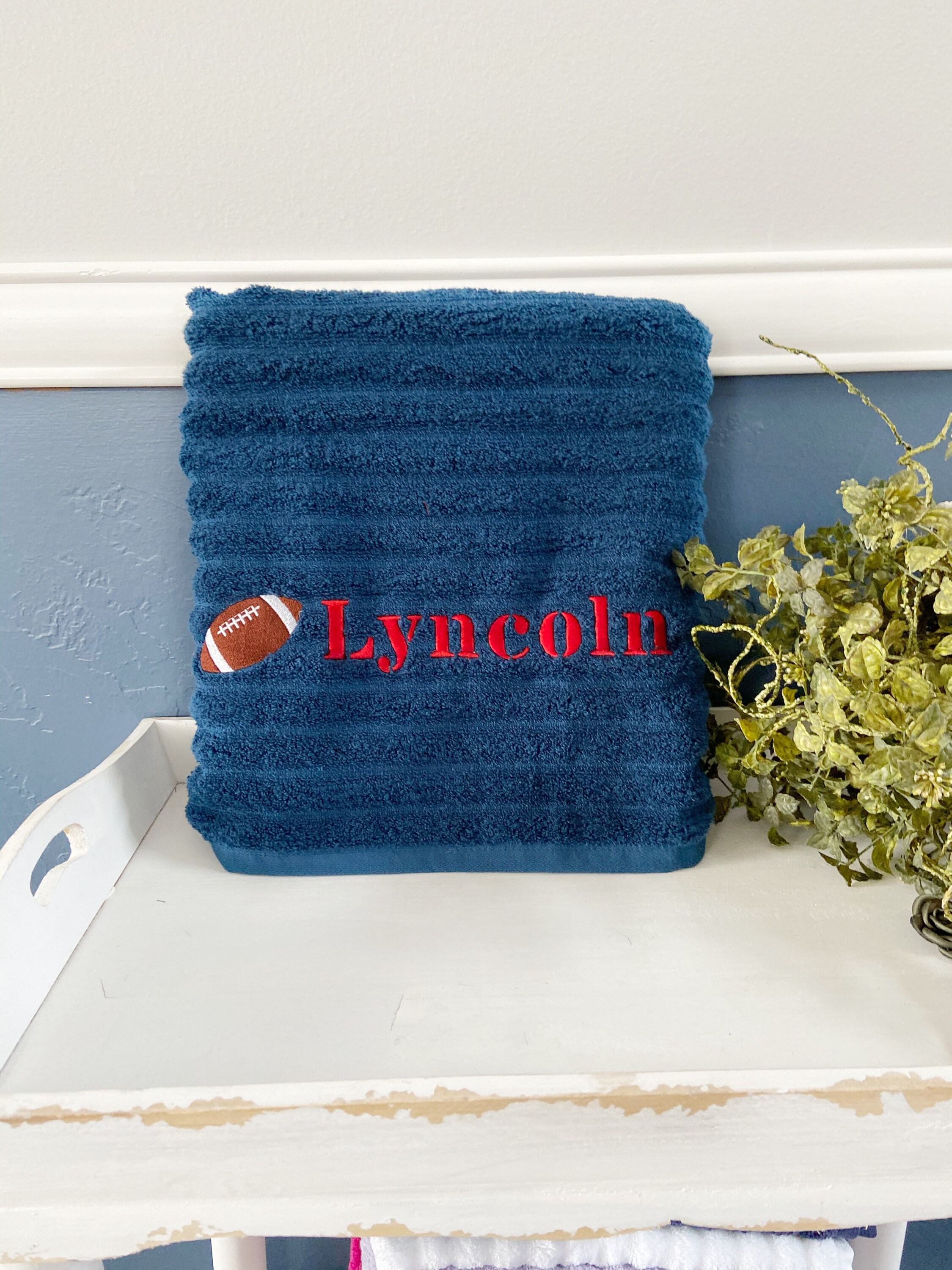 Personalized football towels embroidered bath towel custom Etsy