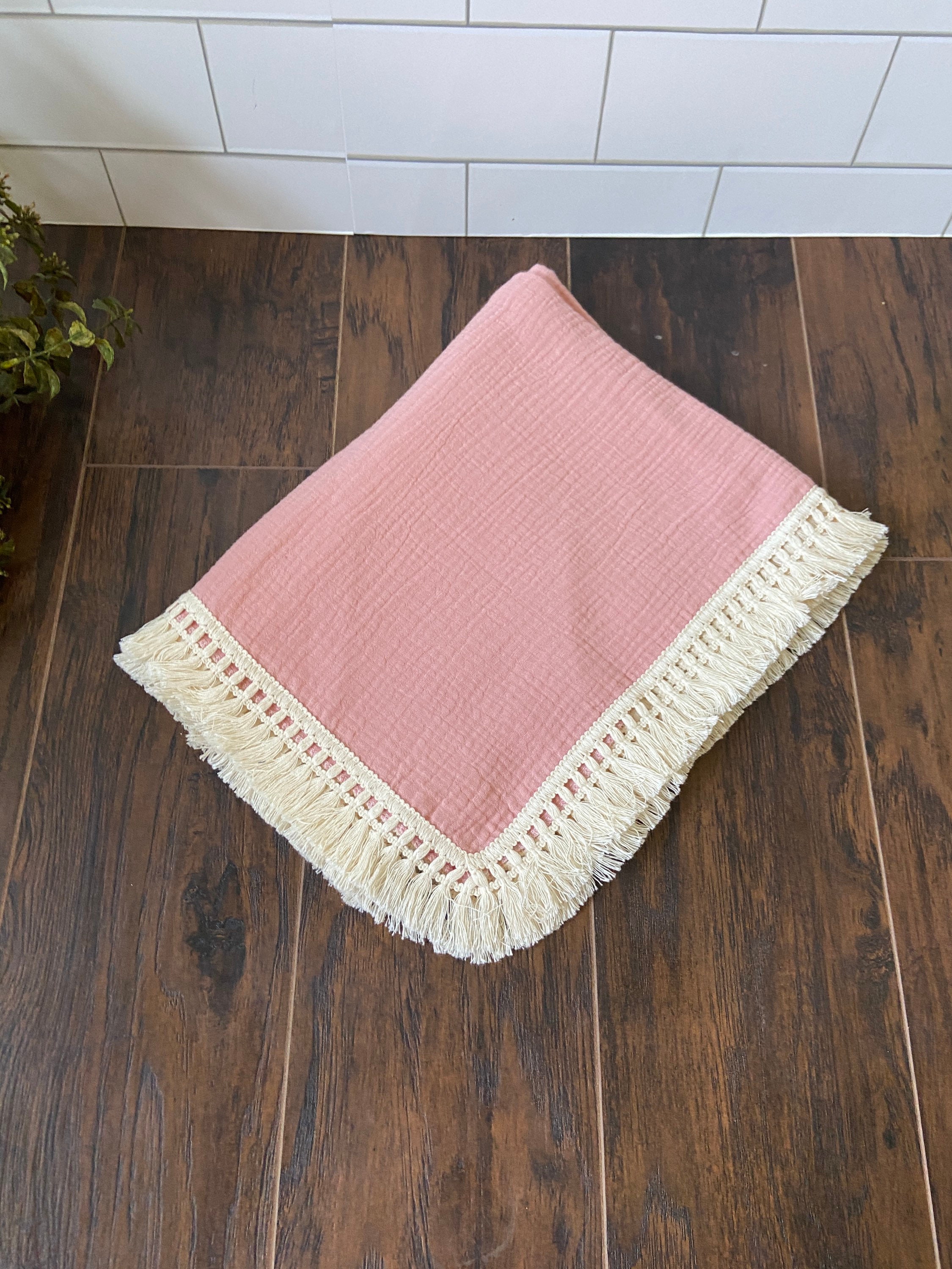 Dusty pink baby blanket personalized baby swaddle pink | Etsy