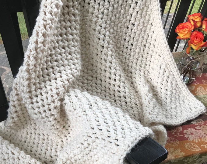 Chunky Crochet Blanket, Chunky Farmhouse Blanket, Farmhouse Decor