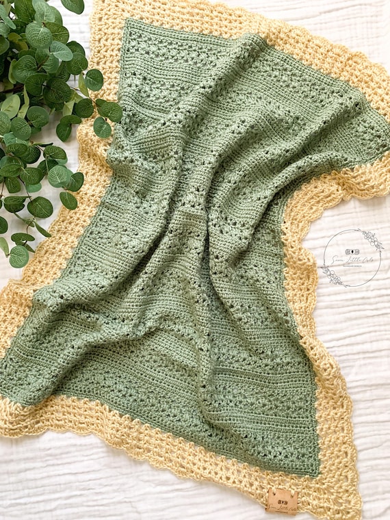 Crotchet Baby Blanket Sage Green