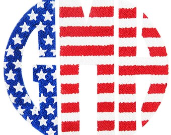 Usa United states Flag Round Monogram Machine Embroidery Font Alphabet Letters INSTANT DOWNLOAD BX pes