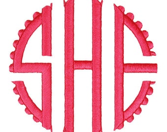 Scalloped Circle Round Scallop Embroidery Font Monogram Machine Embroidery Font Alphabet Letters INSTANT DOWNLOAD BX pes dst