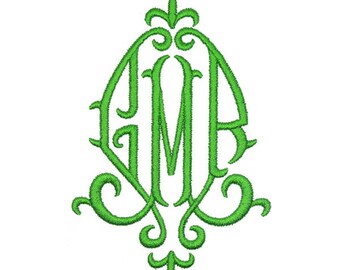 Fleur Monogram Large Font Monogram Embroidery Font Alphabet Letters INSTANT DOWNLOAD BX pes dst