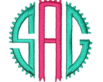 Jagged Circle Round Embroidery Font Monogram Machine Embroidery Font Alphabet Letters INSTANT DOWNLOAD BX pes dst