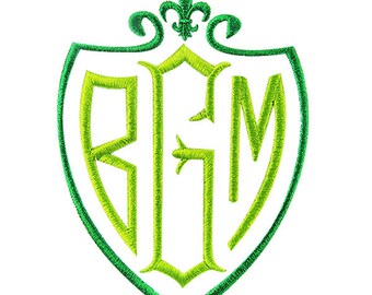 Shield Embroidery Fonts Monogram Machine Embroidery Font Alphabet Letters INSTANT DOWNLOAD BX pes dst