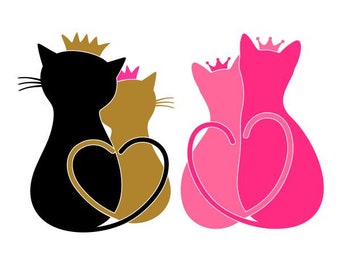 Cat Love Heart Cuttable Design SVG PNG DXF & eps Designs Cameo File Silhouette
