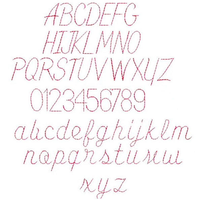 Quick Run Bean Stitch Script Machine Embroidery Font Alphabet Etsy