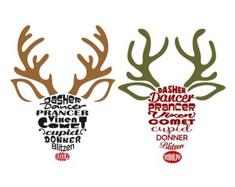 Reindeer Names Christmas Cuttable Design SVG PNG DXF & eps Designs Cameo File Silhouette