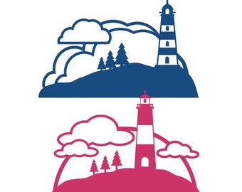 Lighthouse Sea Beach Cuttable Design SVG PNG DXF & eps Designs Cameo File Silhouette