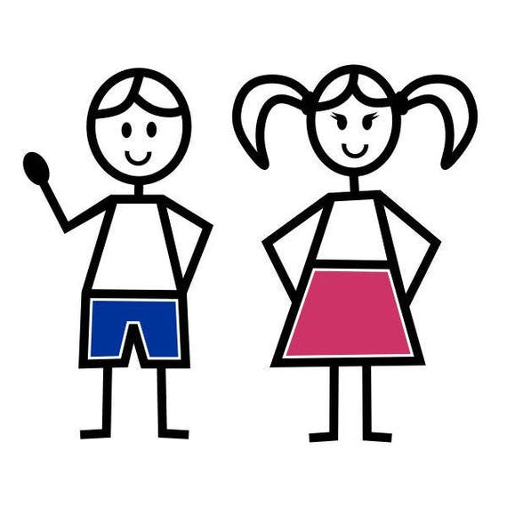 Stick Girl and Boy Cuttable Design SVG PNG DXF & eps Designs | Etsy