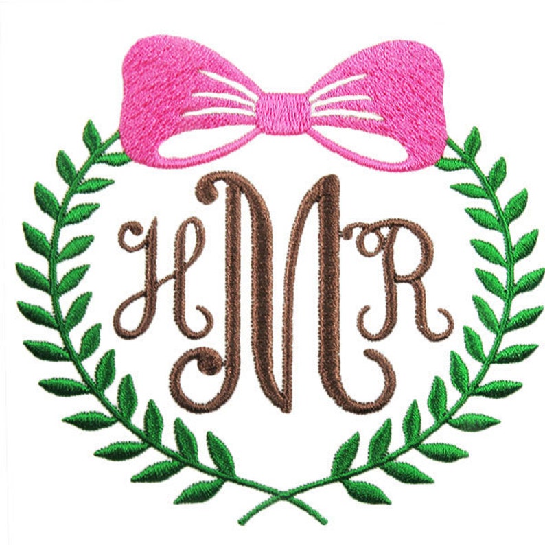 Laurel Wreath Bow Frames Monogram Design Machine Embroidery - Etsy