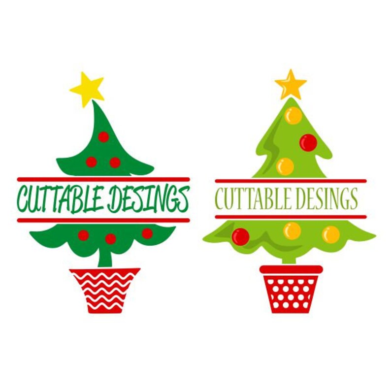 Christmas Tree split Cuttable Design SVG PNG DXF & eps Designs Cameo File Silhouette image 1