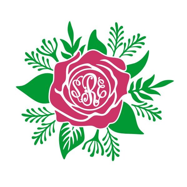 Flower Rose Frame Monogram Cuttable Design SVG PNG DXF & Eps - Etsy
