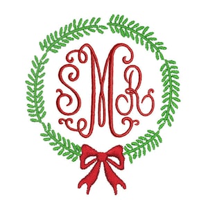 Christmas Wreath Frame Design Monogram Machine Embroidery INSTANT DOWNLOAD pes dst