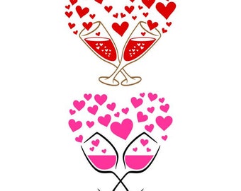 Wine Heart Love Cuttable Design SVG PNG DXF & eps Designs Cameo File Silhouette