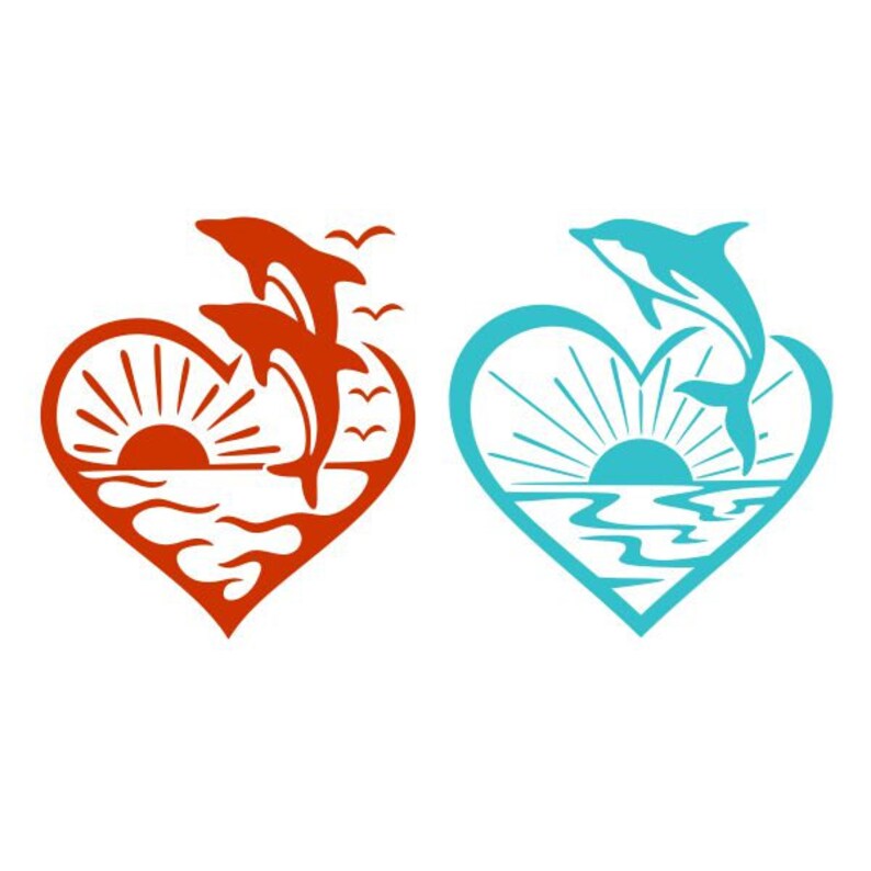 Download Dolphin Heart Beach Ocean Cuttable Design SVG PNG DXF ...
