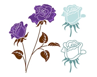 Rose Flower Cuttable Design SVG PNG DXF & Eps Designs Cricut Cameo File ...