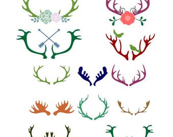 Reindeer Antlers Decals Deer Christmas Cuttable Design SVG PNG DXF & eps Designs Cameo File Silhouette