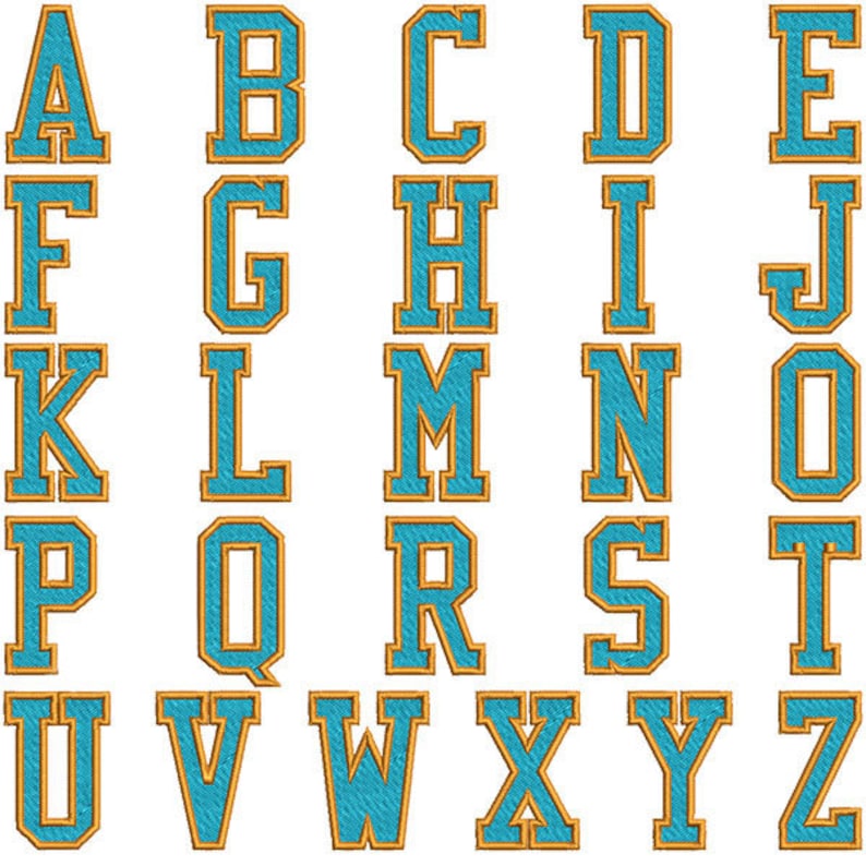 Varsity Two Color Monogram Machine Embroidery Font Alphabet Etsy