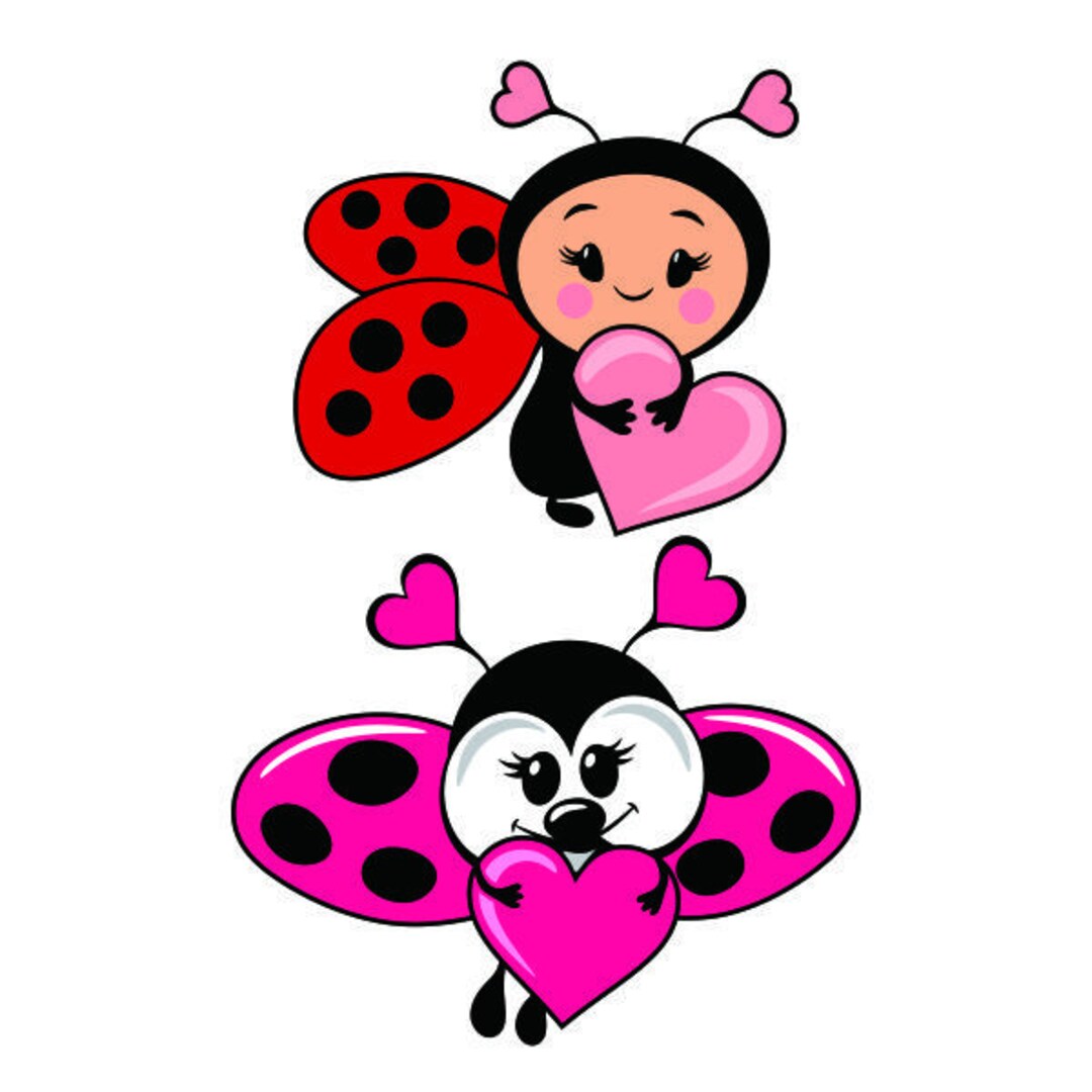 Heart Ladybug Insect Bug Love Valentines Day Love Cuttable Design SVG PNG DXF & Eps Designs ...