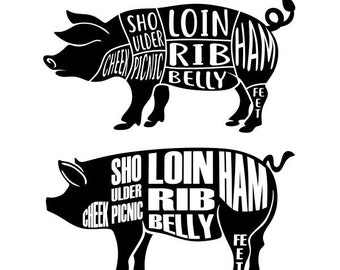 Cochon boucher viande couper Design SVG PNG DXF & eps dessins camée fichier Silhouette