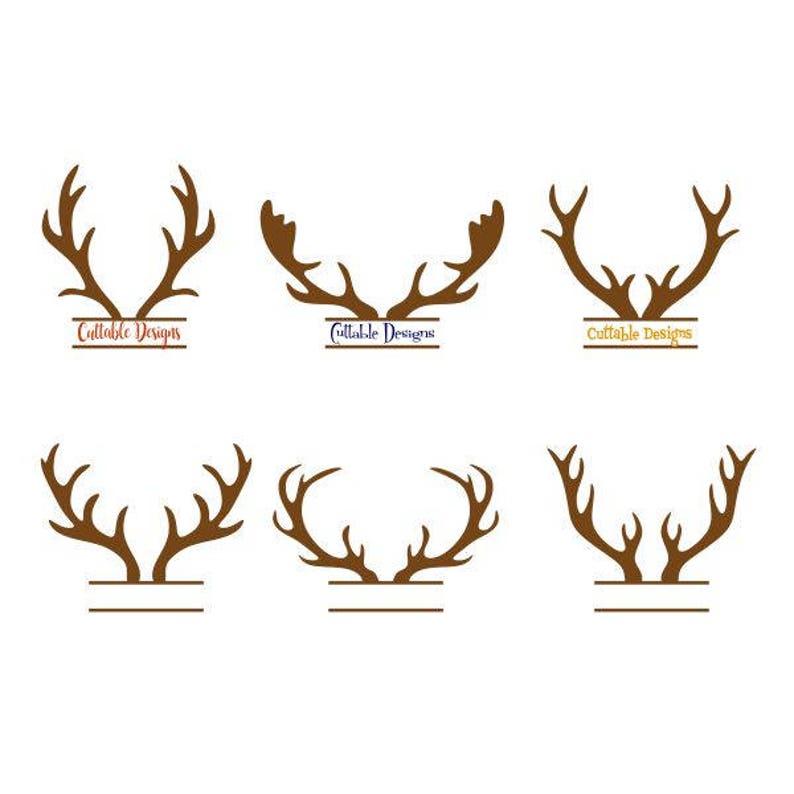 Reindeer Antlers Deer Frame Straight Monogram Cuttable Design Svg Png Dxf Eps Designs Cameo File Silhouette