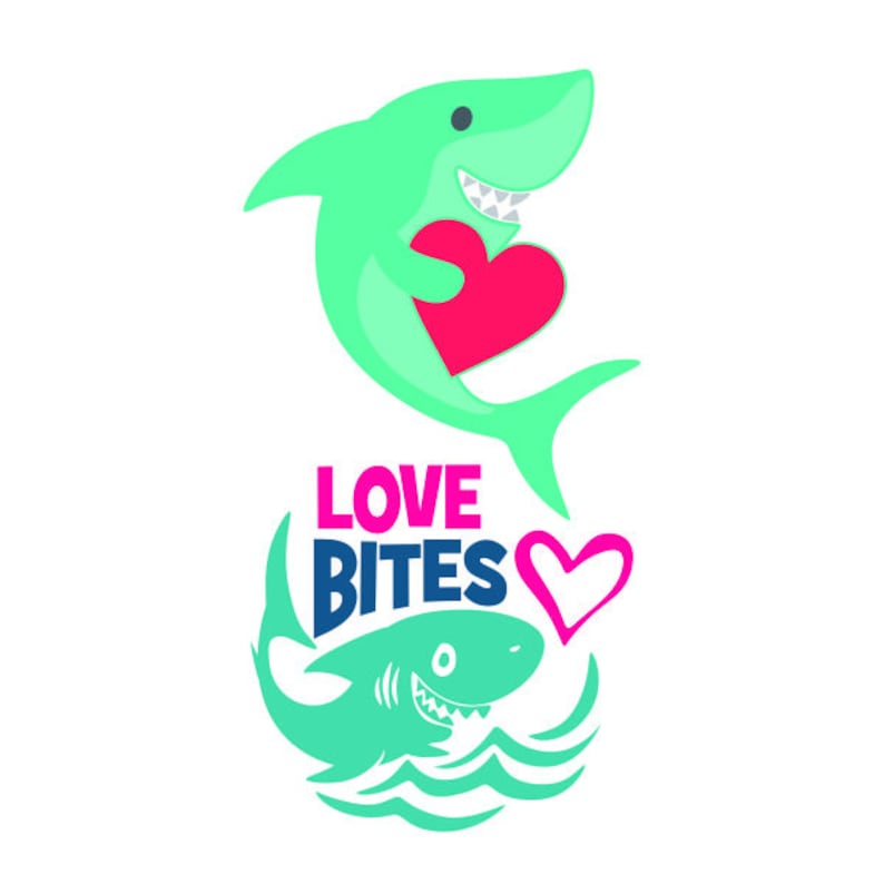 Download Love Bites Shark fish Valentines Day Cuttable Design SVG ...