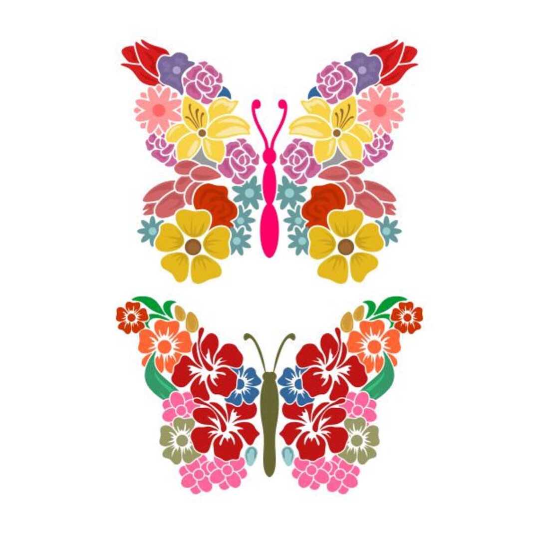 Butterfly Spring Flowers Cuttable Design SVG PNG DXF & Eps Designs ...