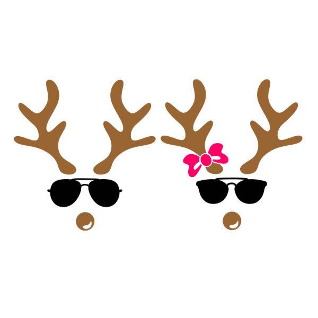 Deer Cool Reindeer Sunglasses Shades Rudolph Christmas Cuttable Design ...