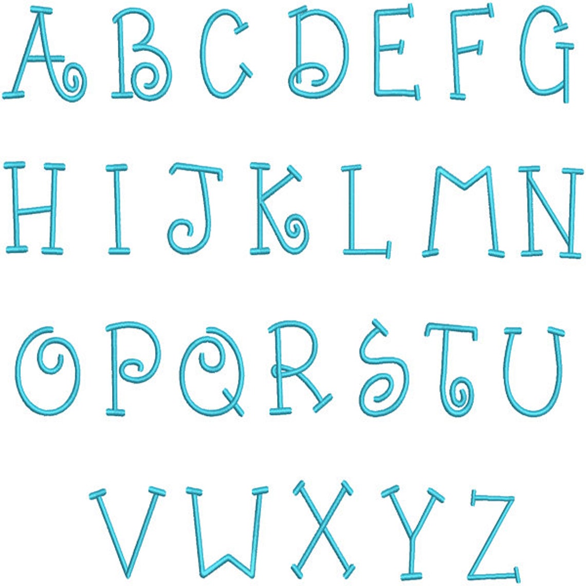 Swirl Curlz Curly Machine Embroidery Font Alphabet Letters Etsy