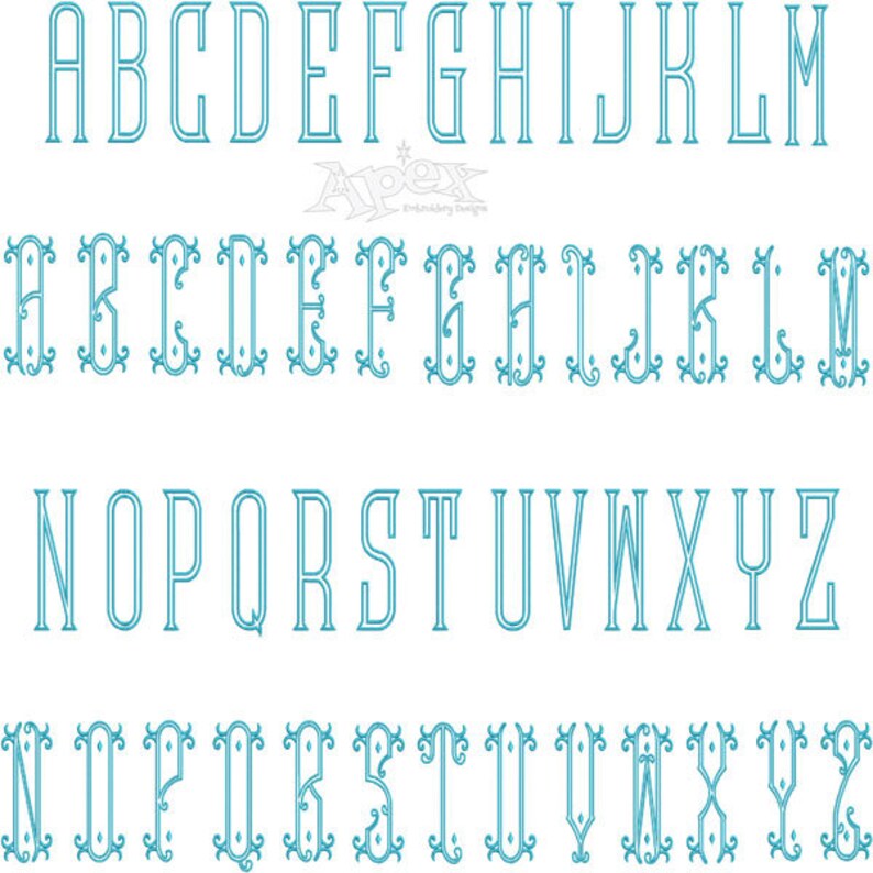 Vienna Applique Embroidery Font Monogram Alphabet Letters Etsy