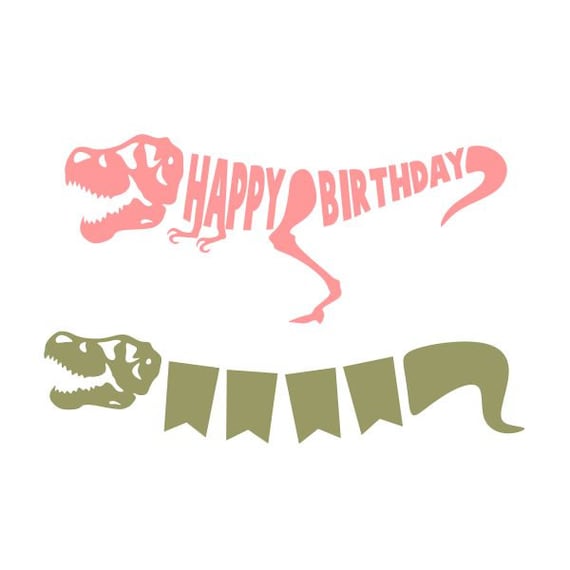 Download Dinosaur Banner Birthday skeleton t-rex Cuttable Design SVG