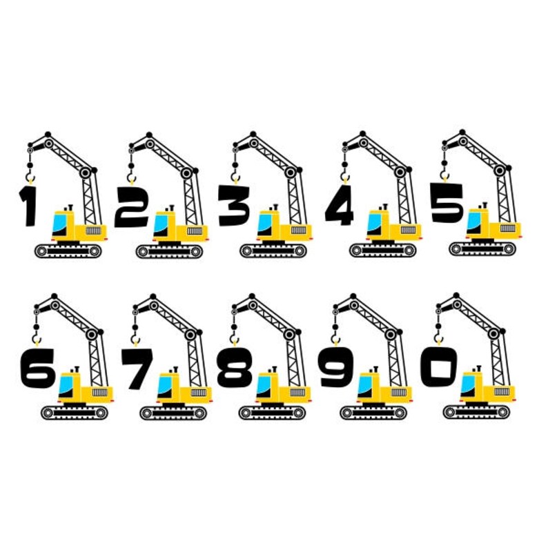 Crane Construction Numbers Font Cuttable Design SVG PNG DXF & Etsy