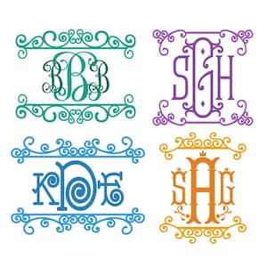 Swirly Borders Monogram Pack Cuttable Design SVG PNG DXF & eps Designs Cameo File Silhouette