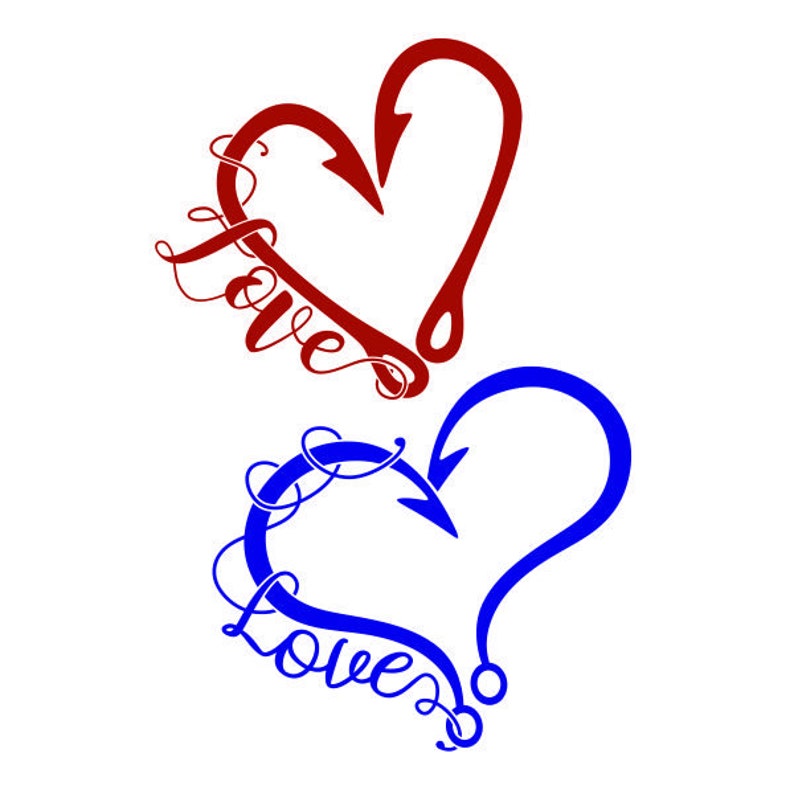 Hooks Heart Fishing Love Fish Cuttable Design SVG PNG DXF & Etsy