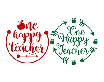 One happy teacher apple Cuttable Design SVG PNG DXF & eps Designs Cameo File Silhouette