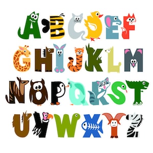 Cartoon Animals Font Cuttable Design SVG PNG DXF & Eps Designs Cameo ...