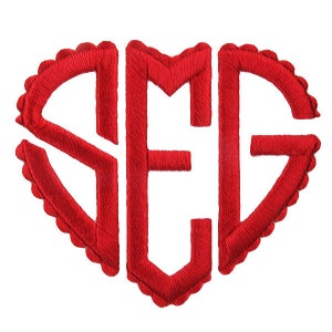 Heart Scallop Love Monogram Machine Embroidery Font Alphabet Letters INSTANT DOWNLOAD pes dst