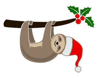 Sloth Animal Christmas Cuttable Design SVG PNG DXF & eps Designs Cameo File Silhouette