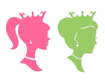 Princess Queen Face Silhouette Cuttable Design SVG PNG DXF & eps Designs Cameo File Silhouette